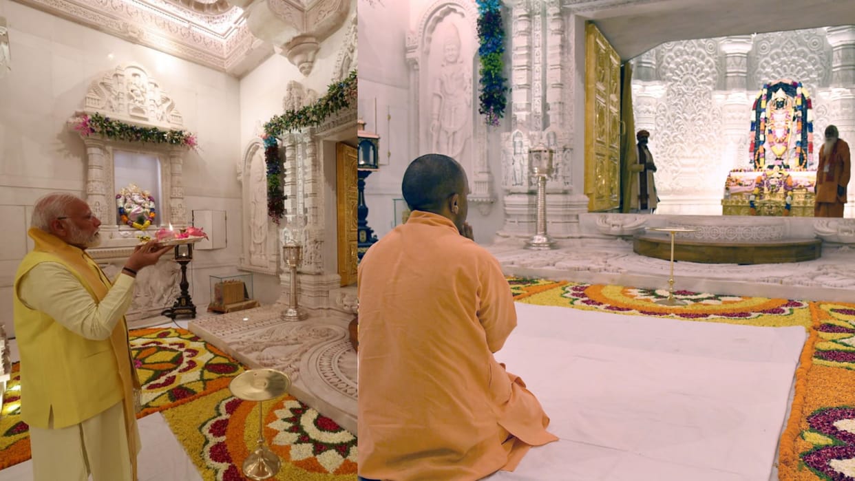Ayodhya: PM Narendra Modi and CM Yogi Adityanath offer prayer to Ramlala.