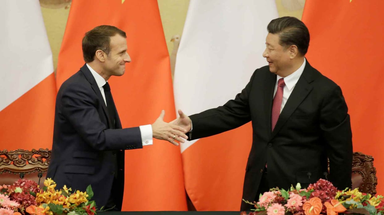 French President Emmanuel Macron calls for reset of economic ties with China