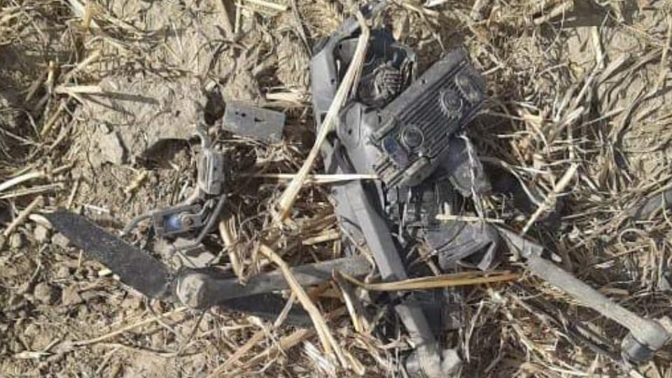 BSF recovered drone in broken condition in harvested field village Ratankhurd in Amritsar