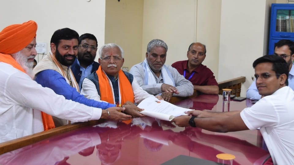 Haryana CM Nayab Saini and former CM Manohar Lal filed nominations in Karnal after road show