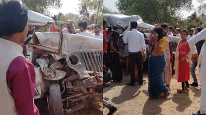 Sidhi News Luxury bus and Bolero collided near Baniyadol 13 people injured