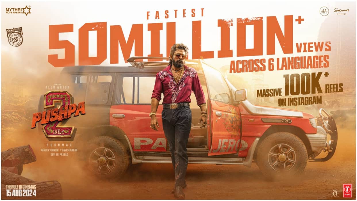 Allu Arjun Pushpa 2 The Rule Pushpa Pushpa becomes fastest Song to reach 50 million views across 6 languages
