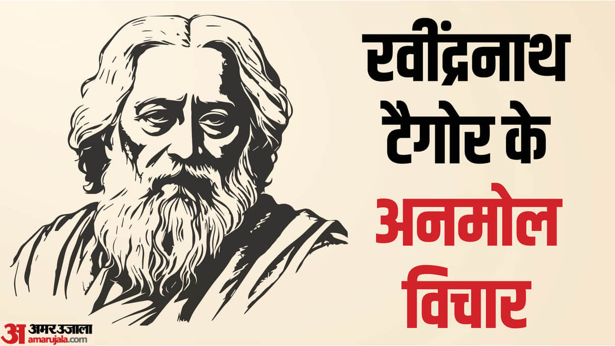 Rabindranath Tagore Jayanti 2024 Motivational Quotes, thoughts, Slogan Wallpaper, Anmol vichar in Hindi