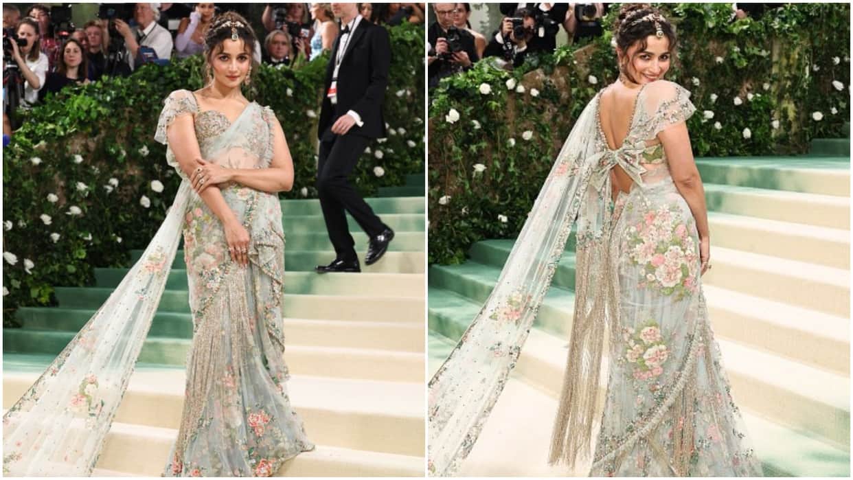 Alia Bhatt MET Gala 2024 First Look Goes Viral On Internet Jigra Actress Looks Gorgeous in Sabyasachi Saree