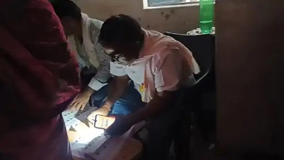 Weather changed it rained heavily for an hour voting took place in torch light in Surguja