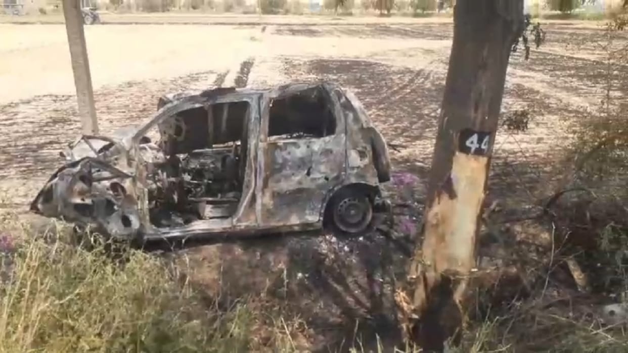 Teenager burnt alive in car in Hisar, Father condition critical, accident on Agroha-Barwala road; car collides