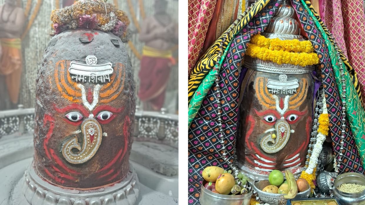 Baba Mahakal dressed as Shri Ganesha during Bhasma Aarti