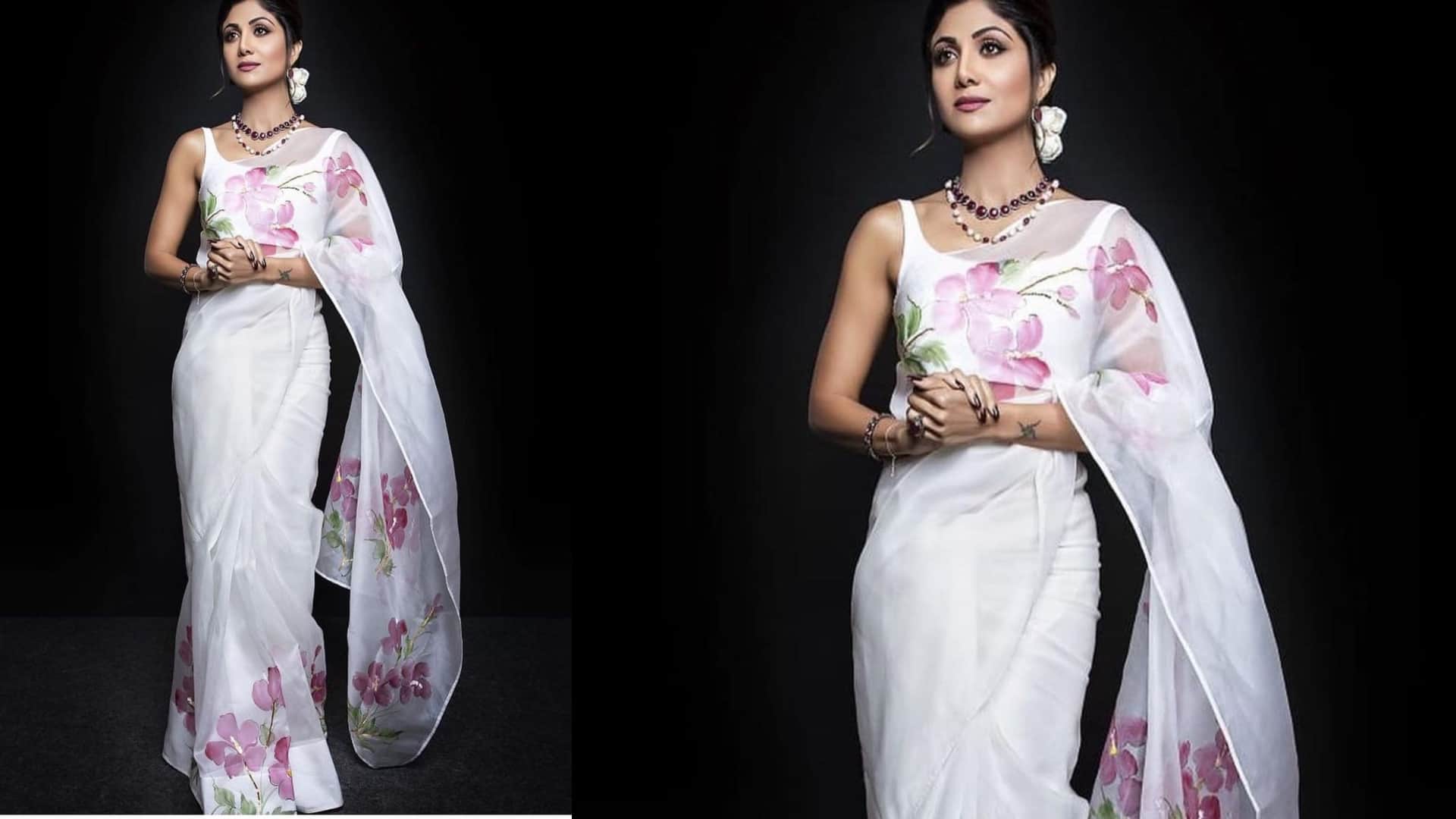 Summer Saree Collection trendy organza saree blouse design images