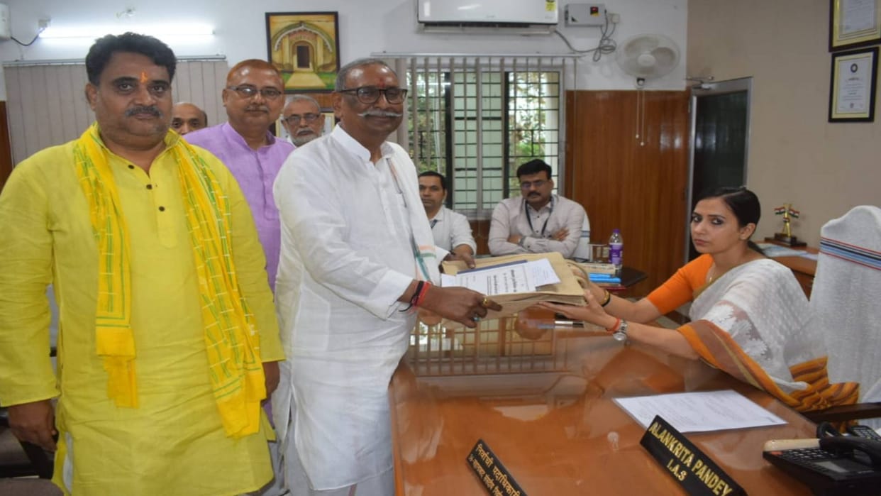 Bihar Lok Sabha Election National Democratic Alliance candidate Chandeshwar Chandravanshi filed nomination
