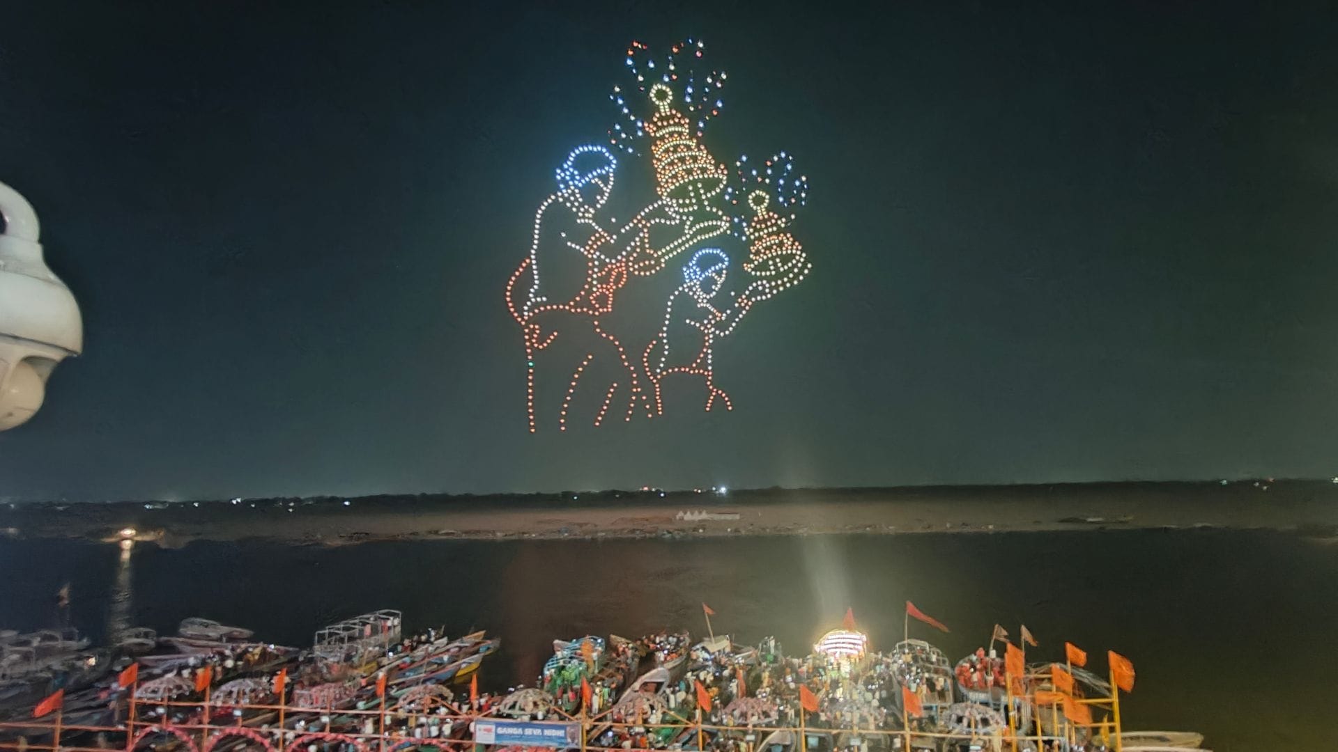 one thousand drones flew together in Varanasi ghat
