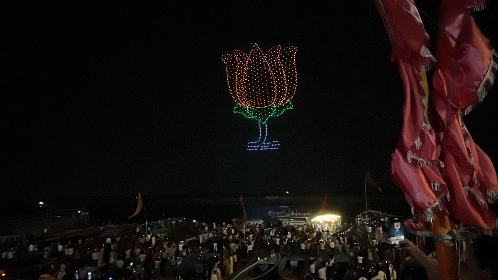 one thousand drones flew together in Varanasi ghat