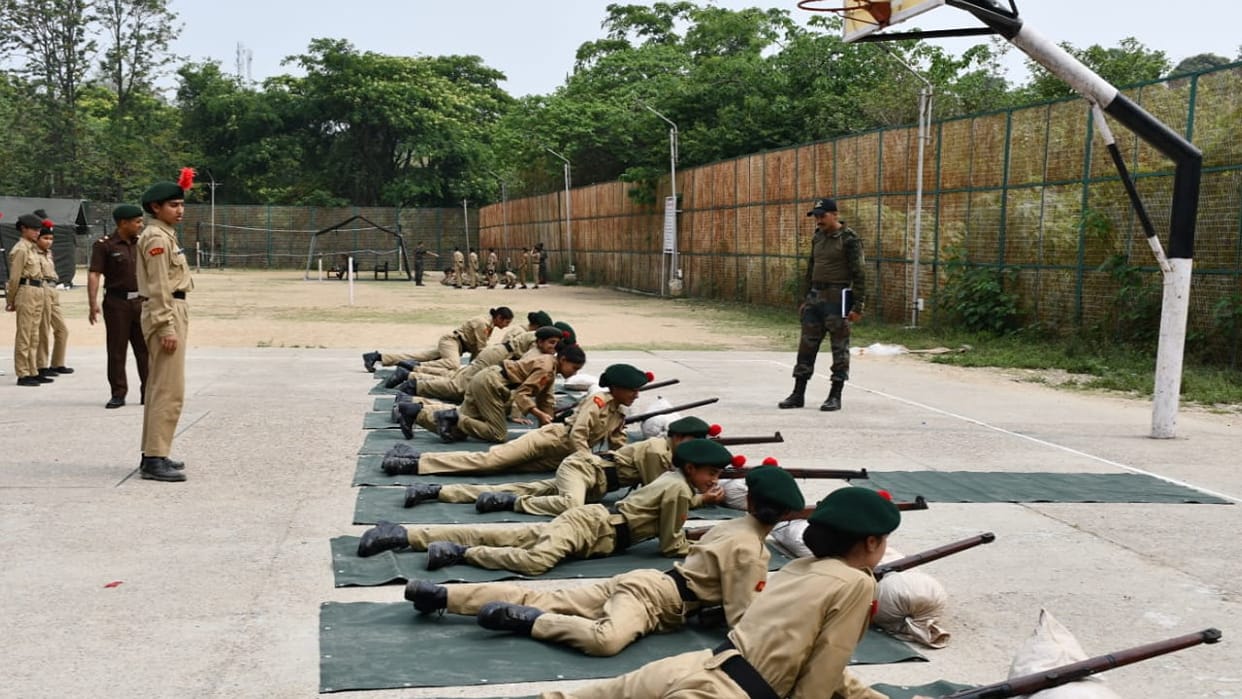 NCC camp going on in Jawahar Navodaya Vidyalaya Dungri