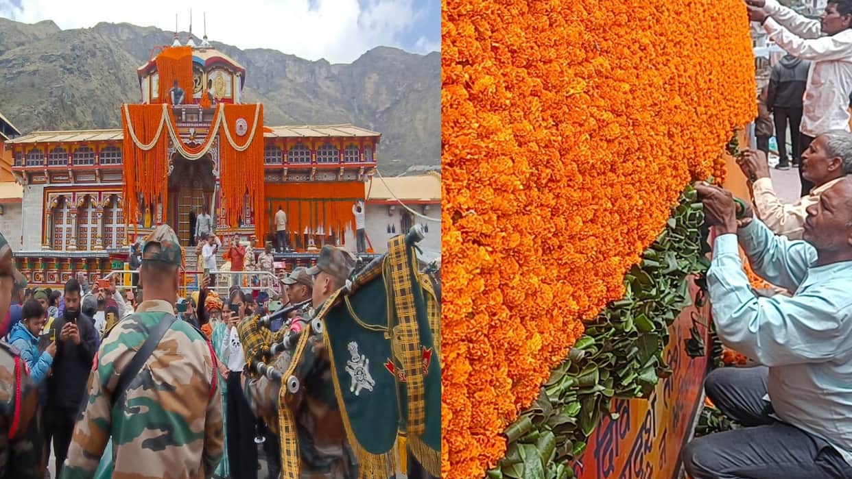 Badrinath temple is being decorated with 15 quintals flowers Doli reached doors will open tomorrow