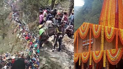 Chardham Yatra 2024 Second day devotees crowd gathered in Kedarnath Dham huge crowd on Yamunotri walking route