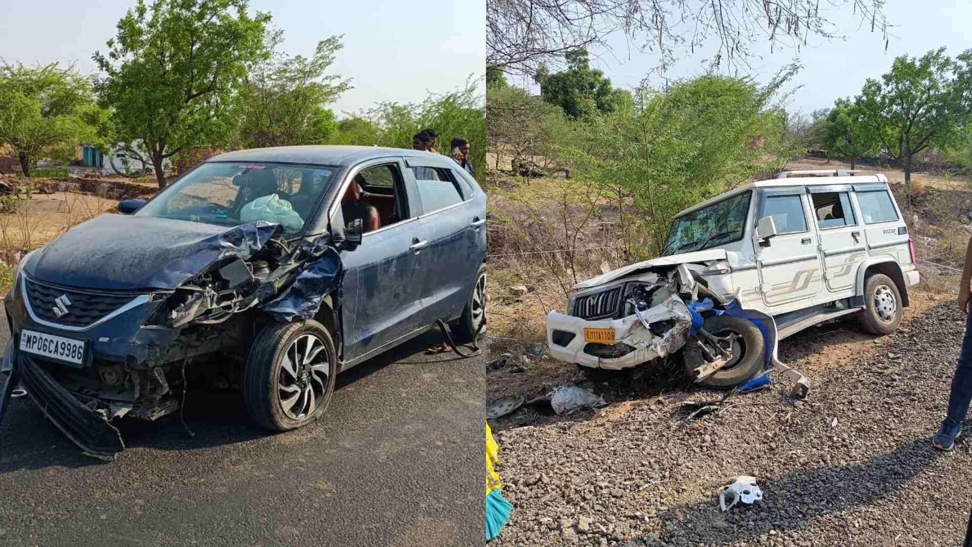 हादसे के बाद क्षतिग्रस्त कार।