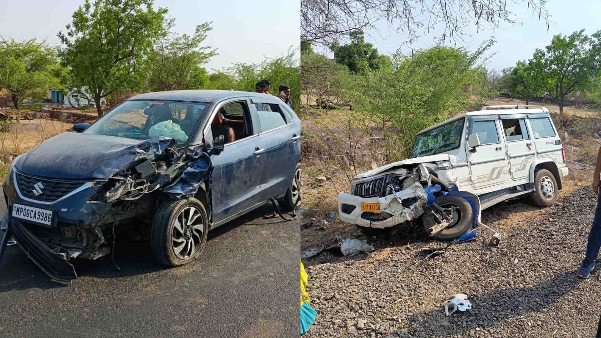 हादसे के बाद क्षतिग्रस्त कार।