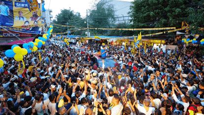 CM Kejriwal said Built school-hospital hence sent to jail in road show Krishna Nagar