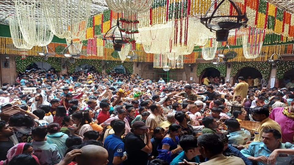 Mathura News: Huge Crowd Banke Bihari Mandir Darshan In Vrindavan See Photos