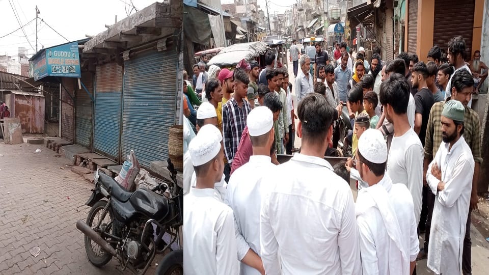 Ruckus broke out at midnight in Mathura Stones pelted at police who went to close shops
