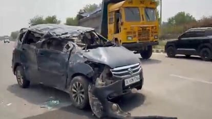 Two man dead three seriously injured after speeding car overturns in Rohini