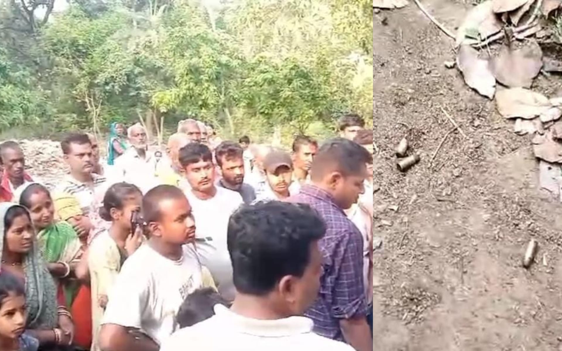 घटनास्थल पर मौजूद स्थानीय लोग।