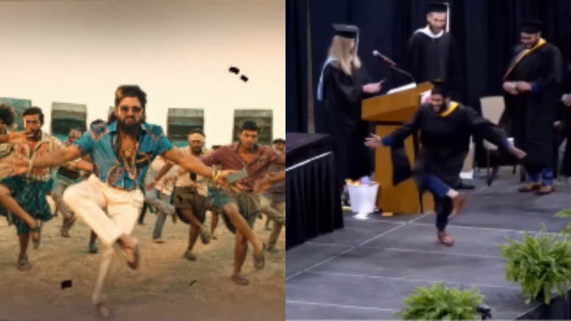 Pushpa 2 the rule First Song hook step performed by student on graduation day video went Viral