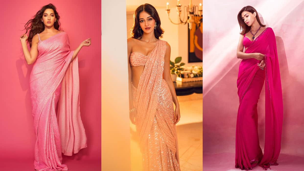 Pink Saree Collection inspired by actress kriti sanon to ananya panday