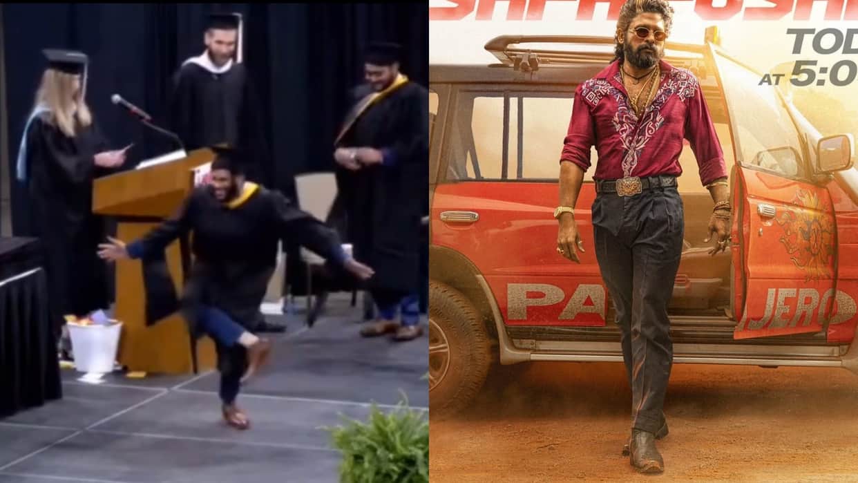 Pushpa 2 the rule First Song hook step performed by student on graduation day video went Viral
