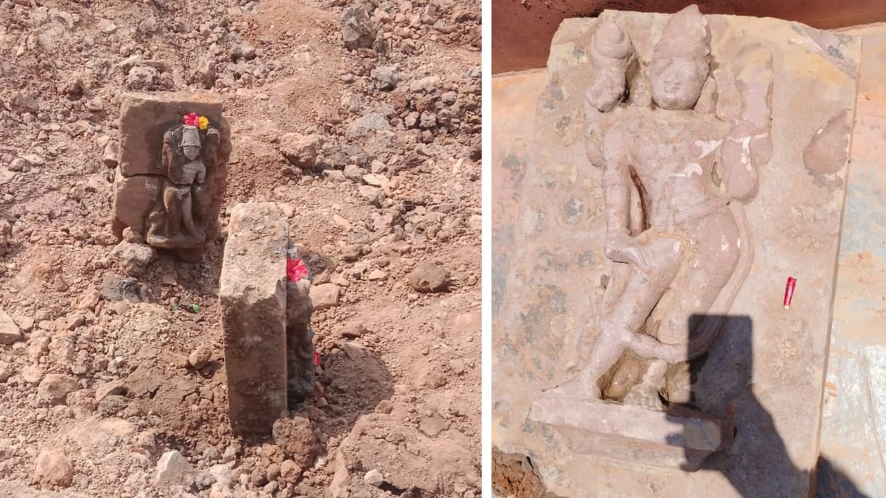 Damoh: Ancient statues of 11th-12th century found during excavation of pond in Bandakpur