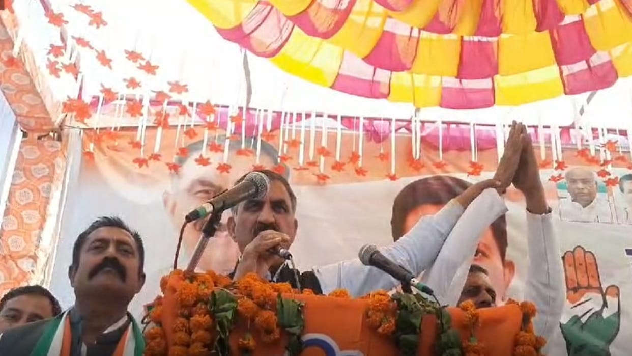 CM Sukhu at the nomination rally of Congress candidate Subhash Chand Dhatwalia