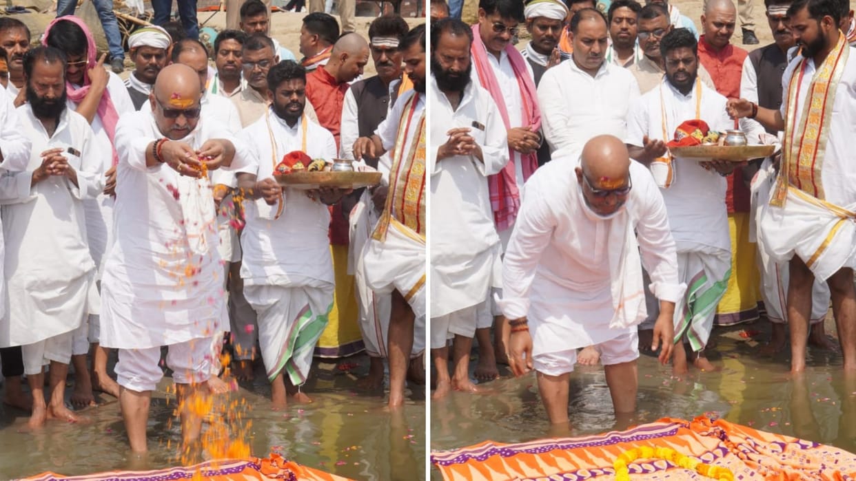 Indi alliance candidate Ajay Rai worshiped Ganga in varanasi