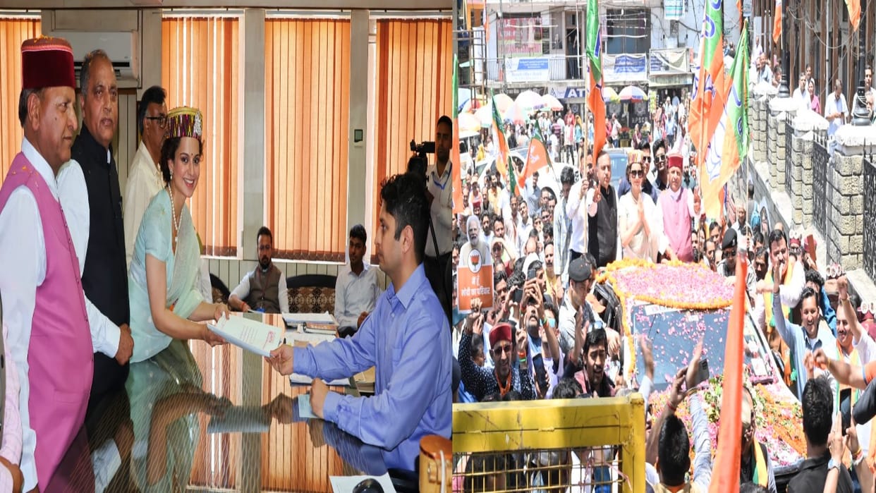 HP Lok Sabha Election 2024 Kangana Ranaut Nomination from Mandi LS constituency And Road Show Latest Update