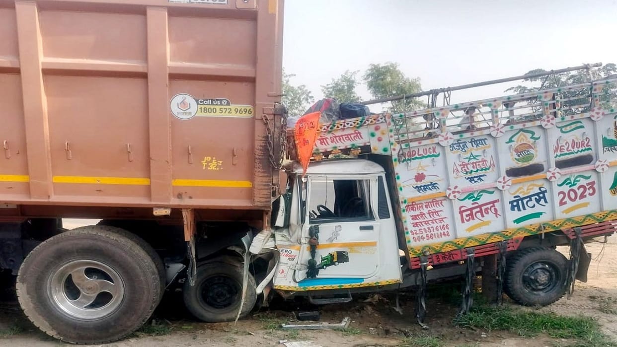 devotees pickup collides with truck parked on the roadside man dies in budaun
