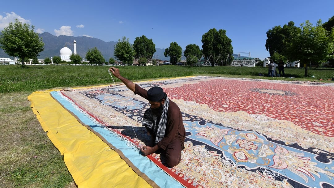 Asia Largest Carpet Kashmir artisans made by hand measuring 72 feet long