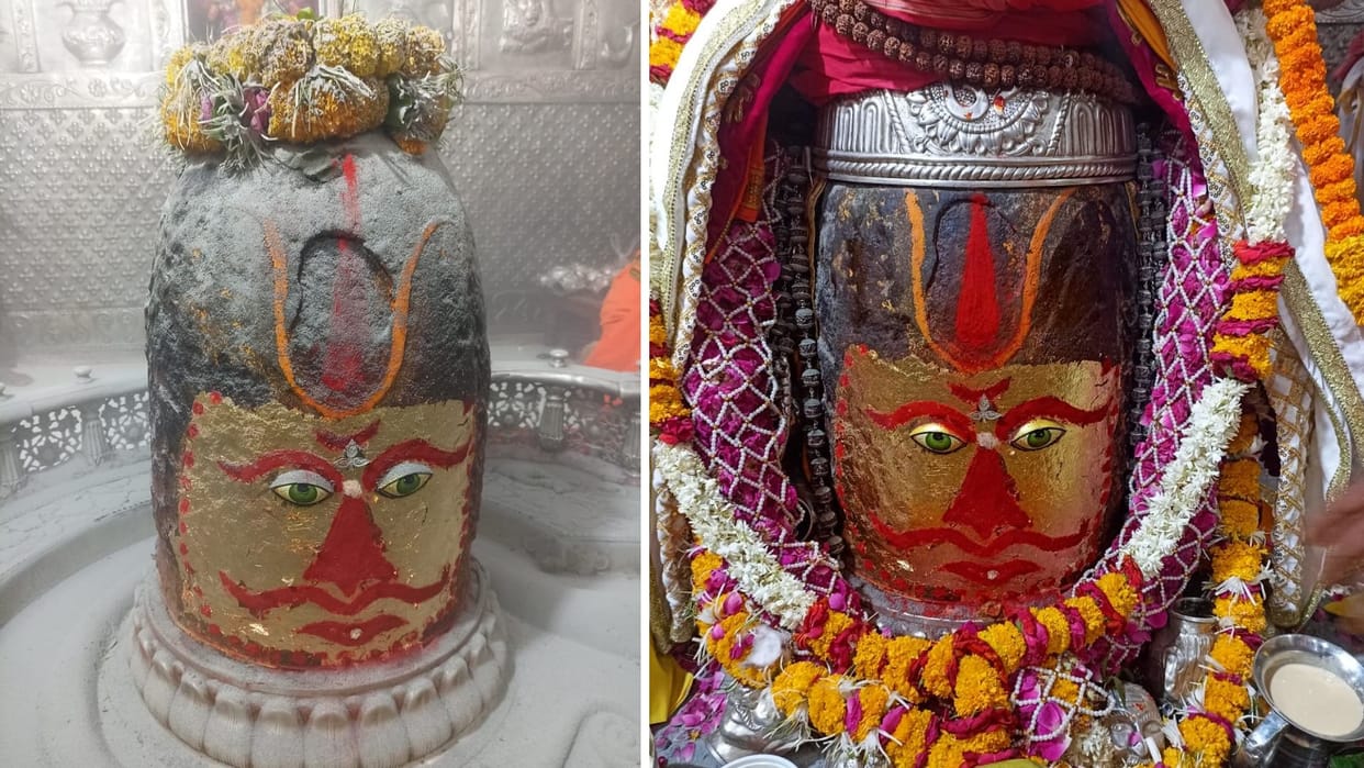 ujjain news : Baba Mahakal decorated with Rudraksha, flowers and Mund Mala in Bhasmarti