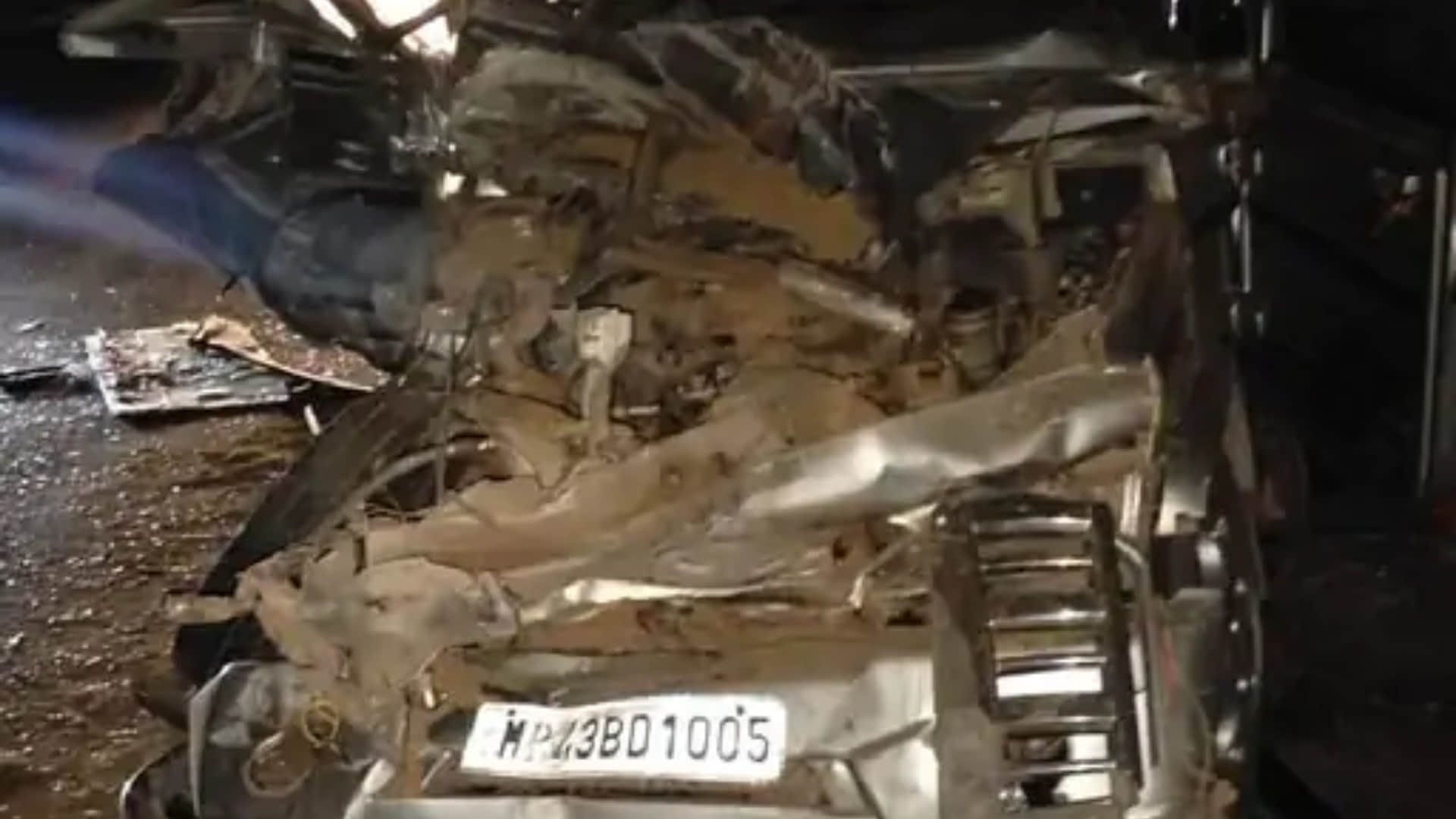 Accident in Indore: Car collided with a parked dumper, pictures surfaced showing gruesomeness of the accident.