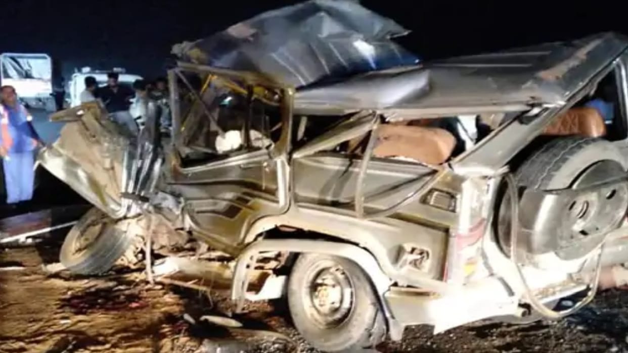 Accident in Indore: Car collided with a parked dumper, pictures surfaced showing gruesomeness of the accident.