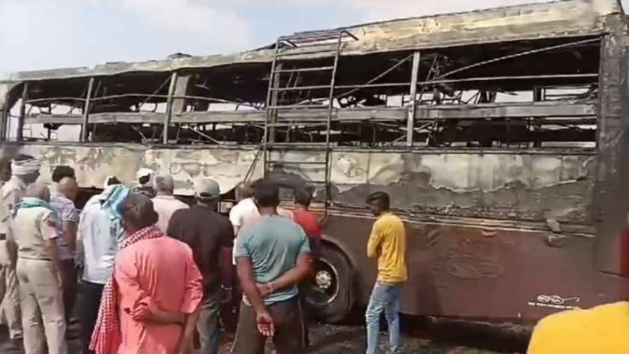 MP News Fire broke out in bus going on Chardham Yatra all are residents of Maharashtra Shivpuri
