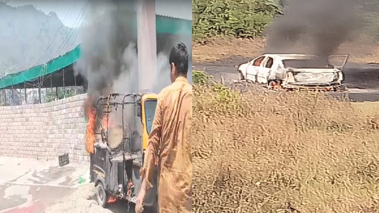 Auto suddenly caught fire at ITI Chowk in Mandi, car burnt in Kangra
