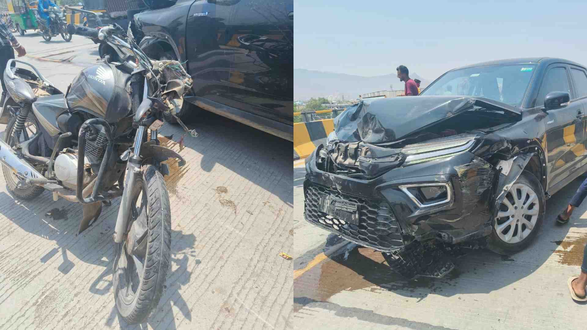 हादसे के बाद क्षतिग्रस्त वाहन।