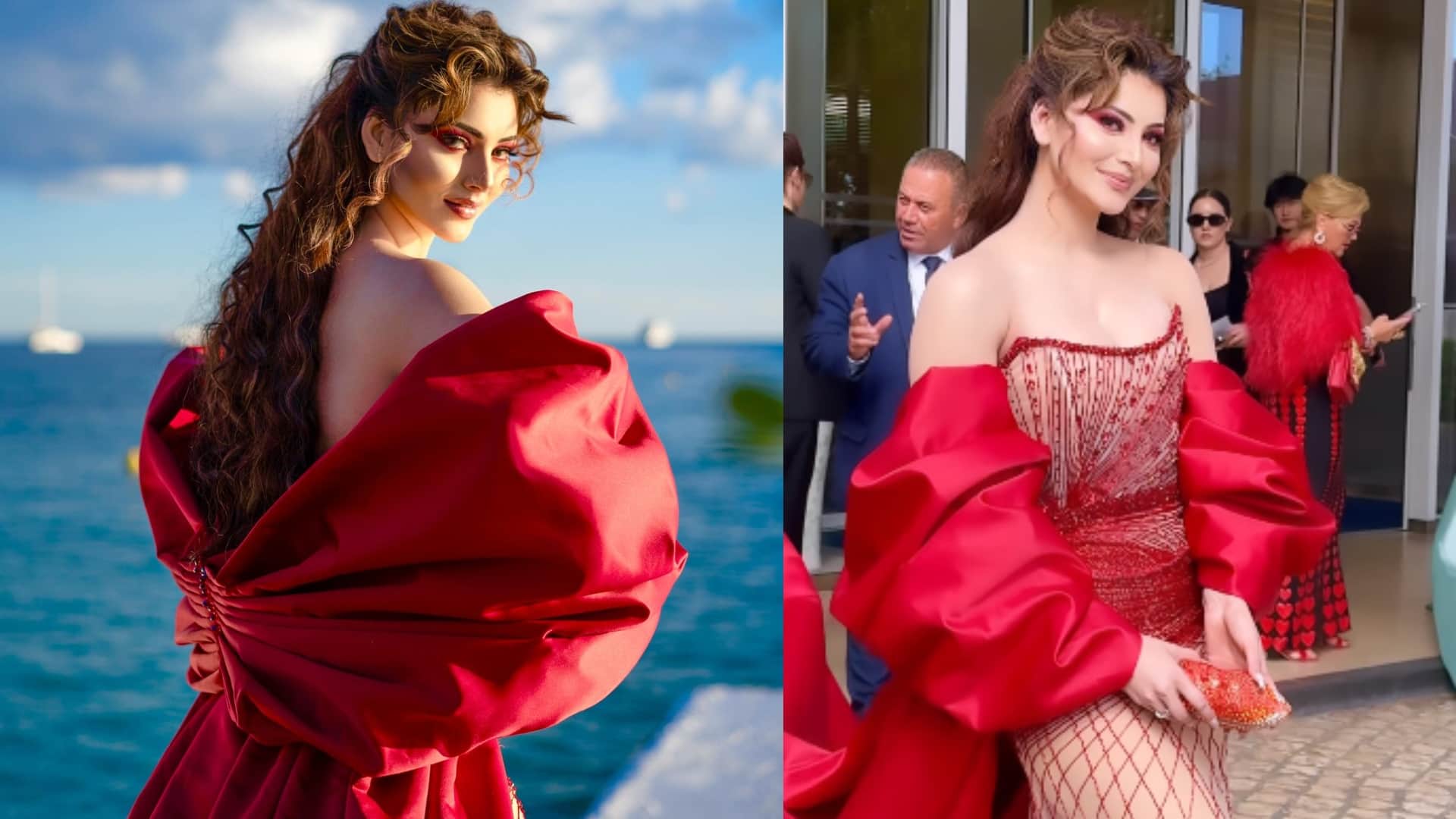 Cannes 2024 urvashi rautela at cannes film festival price of urvashi lip crystal clutch