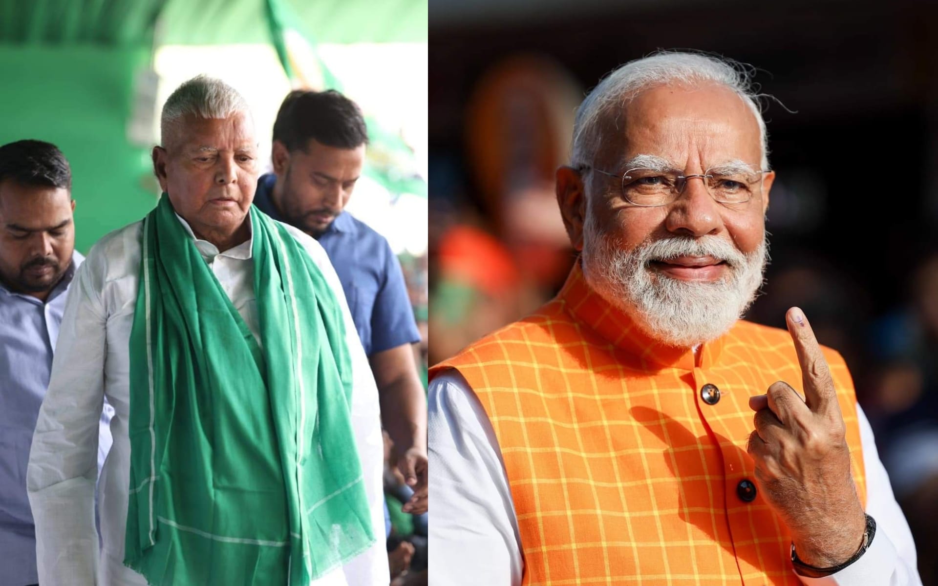 लालू प्रसाद और प्रधानमंत्री नरेन्द्र मोदी।