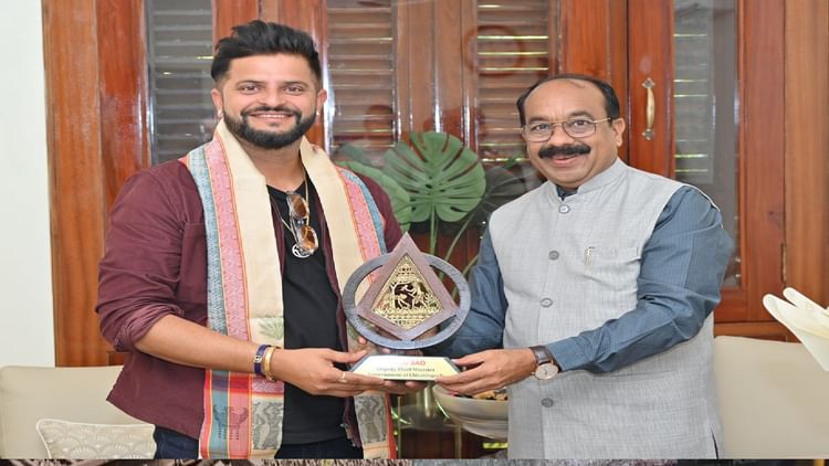 रायपुर पहुंचे सुरेश रैना: छत्तीसगढ़ क्रिकेट प्रीमियर लीग के बने ब्रांड एंबेसडर;डिप्टी CM अरुण साव से की मुलाकात