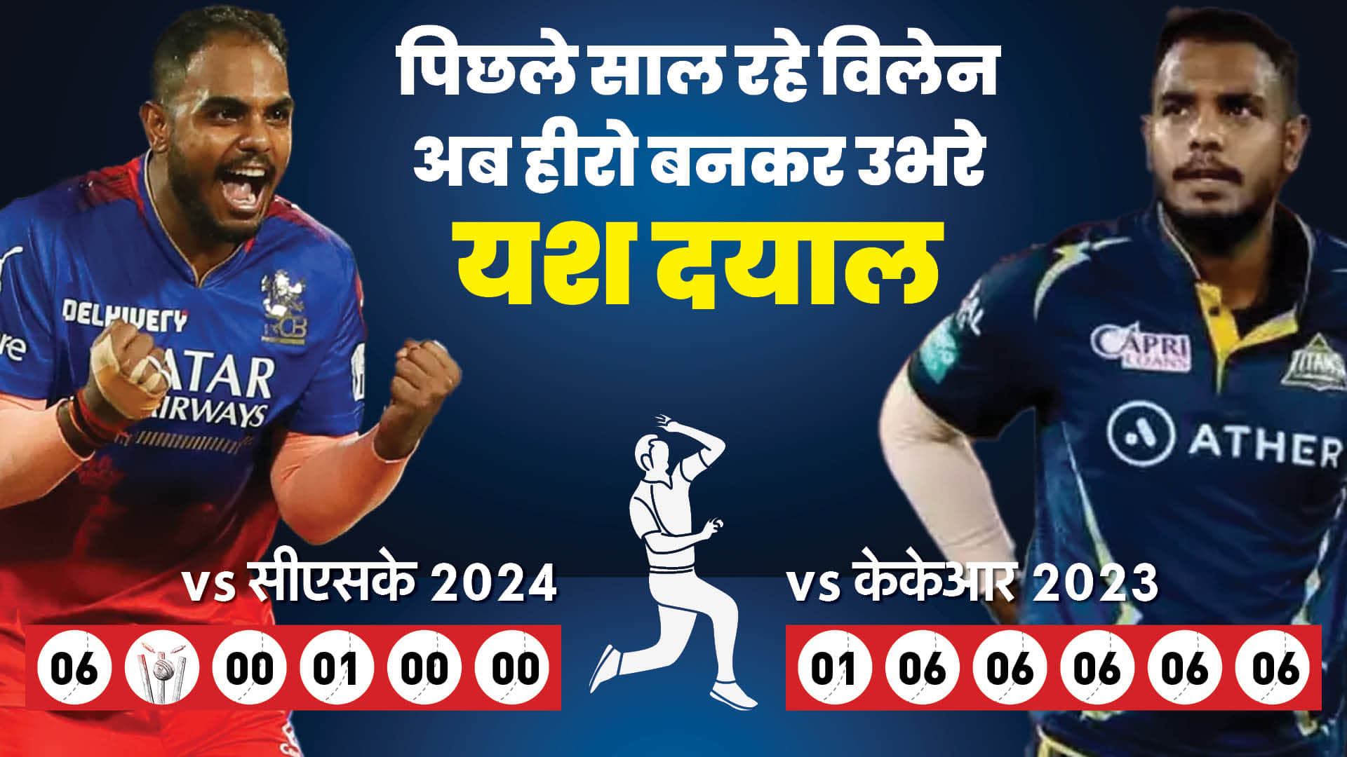 IPL 2024 CSK vs RCB Yash Dayal 20th Last Over Record vs His Last IPL Season Stats for Gujarat Titans