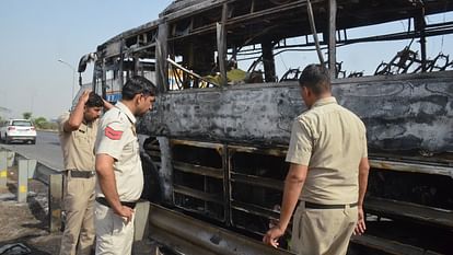 Nuh Bus Fire Update Fire broke out in a moving bus filled with devotees nine burnt alive see photos