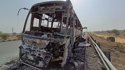 Nuh Bus Fire Update Fire broke out in a moving bus filled with devotees nine burnt alive see photos