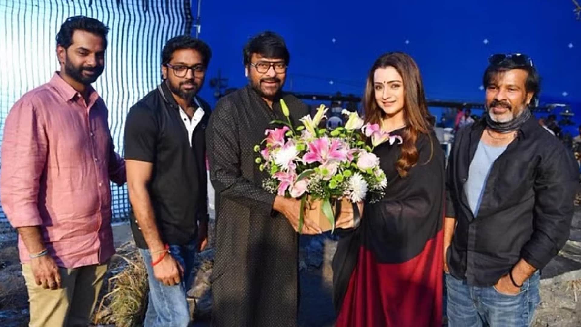 Chiranjeevi first look and pre look poster released from Vishwambhara on his 69th birthday trisha krishnan