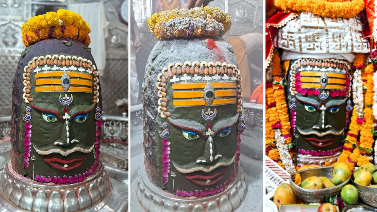Ujjain Mahakal Bhasma Aarti: Baba decorated with Tripund, dry fruits and silver Bilva Patra