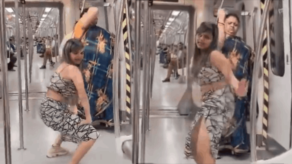 Delhi Metro girl obscene dance on Bhojpuri song video viral