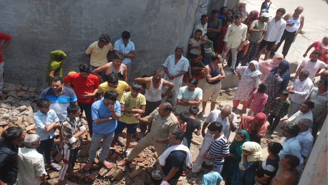 A loud explosion from firecrackers in Meetli village of Baghpat district and people got scared